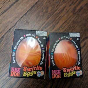 Nee Doh NeeDoh Swirlie Eggs Stress Toy by Schylling - Orange & Yellow Swirl